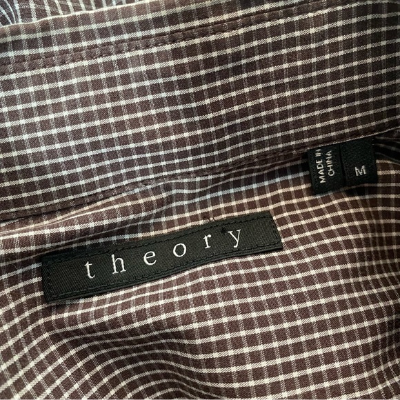🍄3/$30 Theory Checkered Stretch Cotton Button Up Shirt - Picture 5 of 11